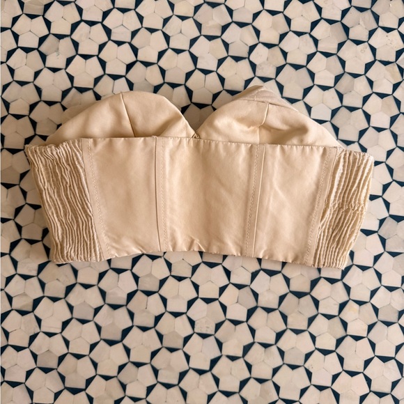 Zara 3D flowers rosebuds Cream Strapless corset crop Top - Picture 3 of 5